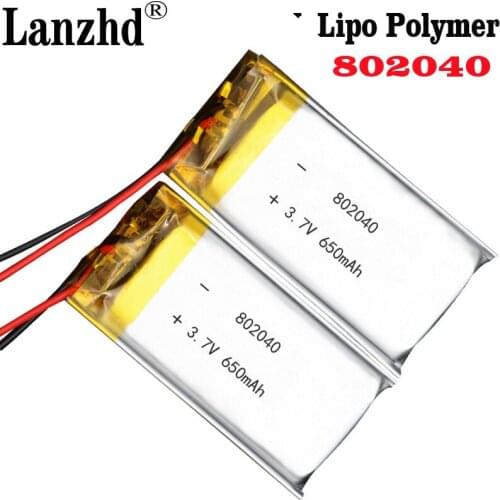20pcs 3.7V Lipo cells 802040 650mah Lithium Polymer Battery For MP3 MP4 GPS car recorder Bluetooth headset Toy batteries