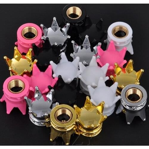 4Pcs/lot Universal Car Tire Wheel Valve Cap Tyre Air Stems Crown Dust Cover For Fiat Audi Ford Bmw VW opel Car Moto Bike Styling