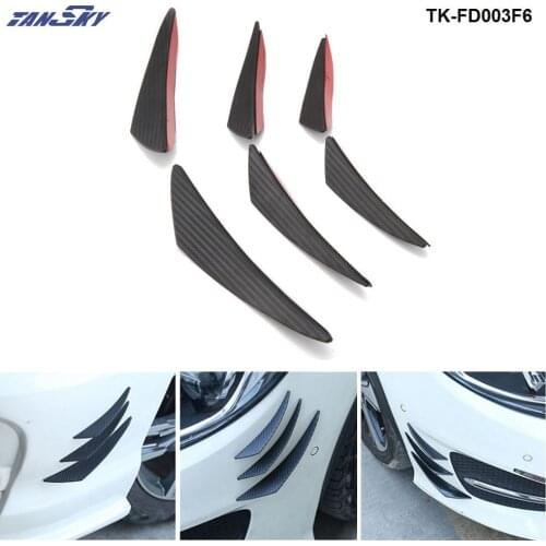 6pcs/Set Carbon fiber Fit Front Bumper Lip Splitter Fins Body Spoiler Canards Valence Chin For Mercedes Audi BMW TK-FD003F6