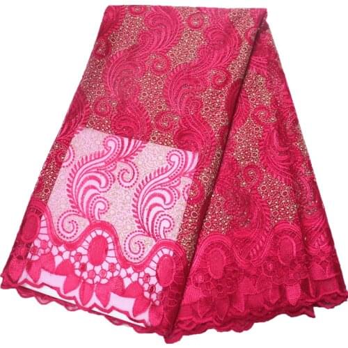 African lace fabric 2019 high quality lace nigerian lace fabric for women dress african tulle lace with stones 5yards per piece
