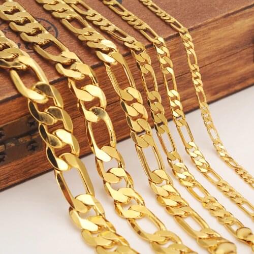 Bangrui 3mm 4mm 5mm 6mm 7mm 9mm 10mm Width Fashion Classic gold Color figaro Chain link chain Necklace bracelet men Jewelrygift