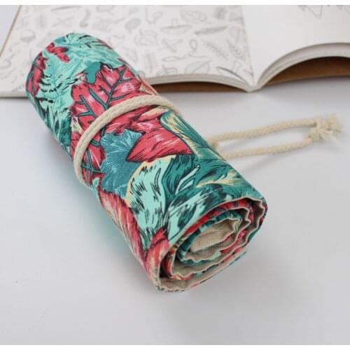 36/72 Holes Beautiful maple Pencil Case School Roll Pouch Makeup Comestic Brush Pen Storage pecncil bag Estuches School penalty