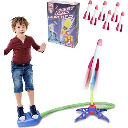 Kid Air Pump Jump Stomp Blower Foam Gun Model Launch Launcher Rocket Pop Up Toy Sports Toys For Boys Kids Children Baby Girls