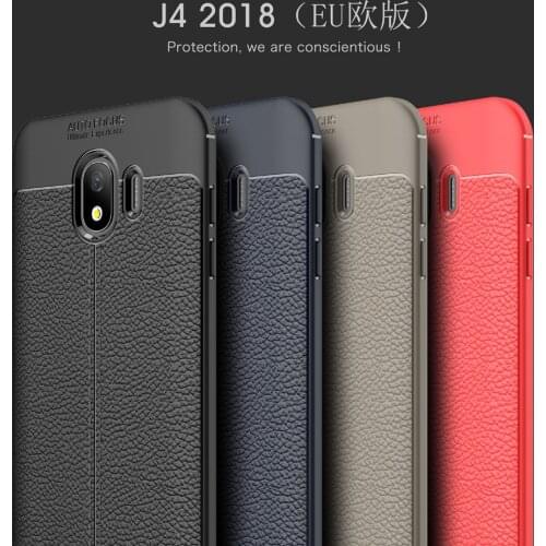 For Galaxy J4 2018 J400F Case Hybrid Armor Leather Skin Matte Soft TPU Back Cover Case for Samsung Galaxy J6 2018 J600F Cases