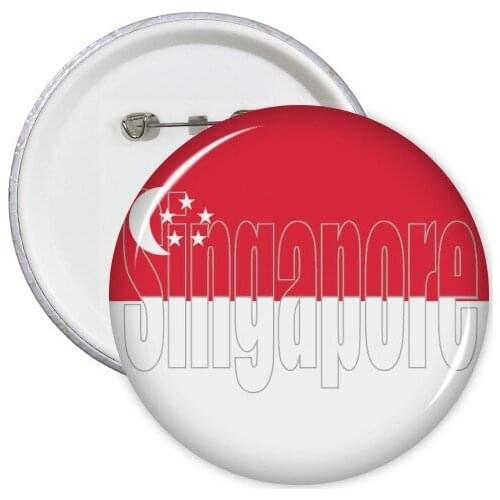 Singapore Country Flag Name Round Pins Badge Button Clothing Decoration 5pcs Gift