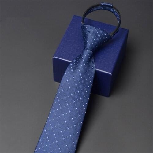 Brand New High Quality Mens Fashion Zipper Ties Business Tie 8cm Wide Casual Formal Neckties Blue Striped Ties for Men Gift Box