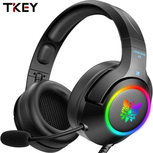 TKEY ONIKUMA K9 Head-mounted Wired Noise Canceling Headset For Laptop Gaming Headphone with Microphone&Surround Sound&RGB Light