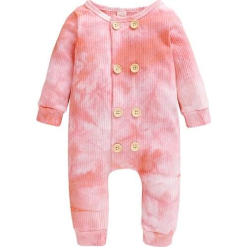 Ins Autumn Infant Baby Bodysuit Girls Boys Long Sleeve Tie Dye Print Rompers Jumpsuit Kids Outfits 2021