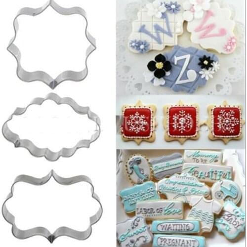 BornIsKing Useful Baking Tool 1 Set of Oval + Rectangle + Square Cake Cookie Frame Cutter Mold