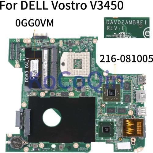 KoCoQin Laptop Motherboard For DELL Vostro 3450 V3450 HD6650M Mainboard CN-0GG0VM DAV02AMB8F0 216-0810005 HM67 DDR3