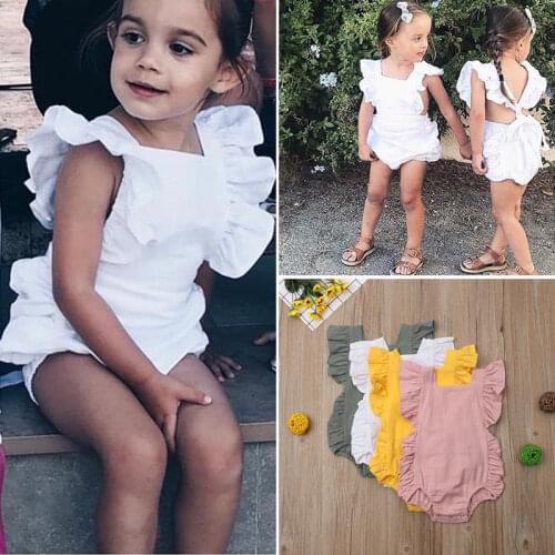 Sleeveless Baby Girl Clothes Casual Summer Toddler Boy Ruffle Baby Rompers Jumpsuit Outfits Sunsuit New Born Baby Clothes