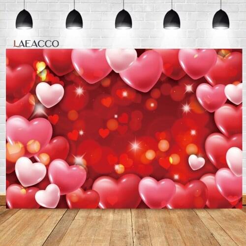 Laeacco Red Love Heart Photo Backgrounds Glitters Photography Backdrops Valentines Day Photophone Baby Shower Newborn Photocall