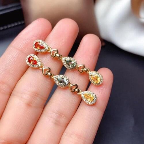 The Best Birthday Gift Sapphire Earring Natural And Real 925 Sterling Silver Sapphire Earring