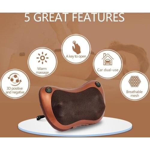 Multifunctional Car Home Cervical Spine Massager, Neck, Waist and Back Heating, Kneading Acupressure Massage Pillow Health Care