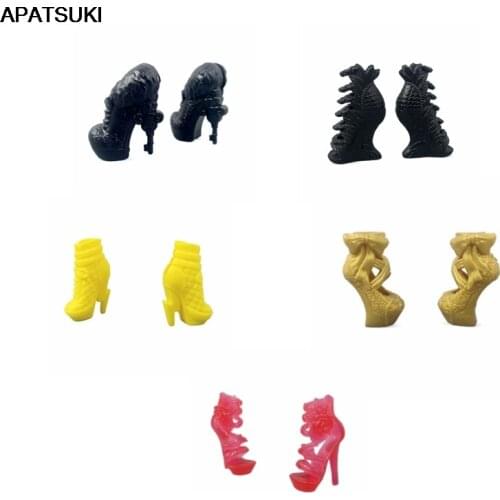 Mixes Style Fashion High Heel Dolls Shoes for Monster High Doll Boots Key Lightning Rose Fish Boots 1:6 Doll Accessories Kid Toy