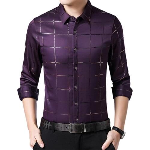 Fashion Men Shirts Plus Size Casual Long Sleeve Turn Down Collar Checks Buttons Shirt Mens Clothing рубашка мужская 2021