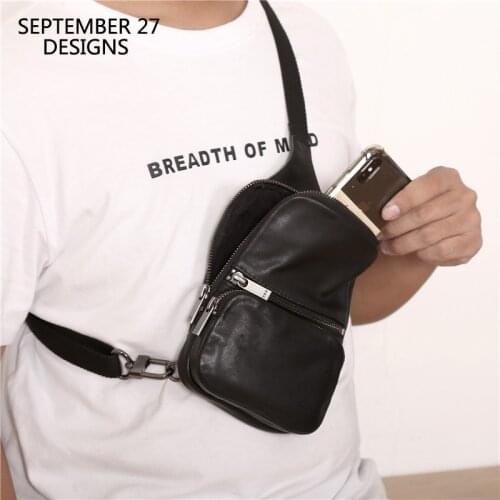 New Style Chest Bags Men Genuine Leather Handmade Top-end Lovers Casual Packs