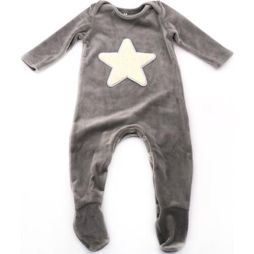Soft Girls Boy baby velour onesie rompers 0-9 month kids Star pajamas casual Winter Girls Clothes long Sleeves jumpsuits footies