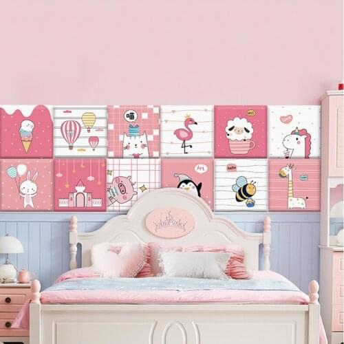 Bed Headboards Wall Stickers Nursery Girl Kids Room Decor Self-adhesive Wallpaper Anti-Collision Tatami Decoration Art Cabecero
