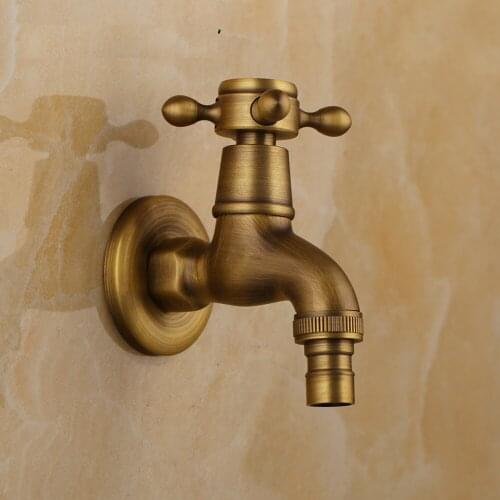 Wall Mount Faucets Antique Bronze Decorative Outdoor Garden Faucet Washing Machine Faucet Small Tap Only Cold Taps