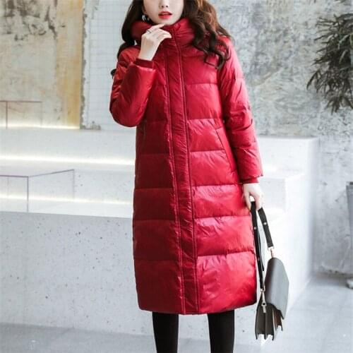 2019 New Women Long Down Jacket Autumn Winter Wram Thicken White Duck Down Coat Parkas Female Hooded Outerwear Plus Size AB1682