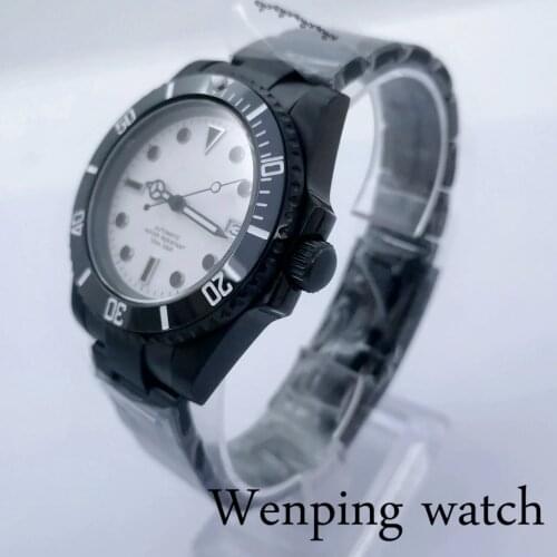 2021 New 40mm Mens Top Luxury Mechanical Sterile Watch Sapphire Glass Black Case Ceramic Bezel Date NH35 Movement Automatic