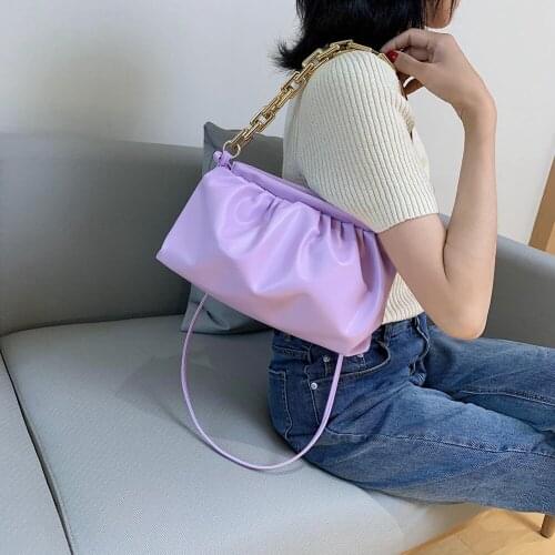 2021 New Arrival Cloud Crossbody Bag Women PU Leather Pleated Shoulder Female Handbag Popular Simple Daily Shopper Makeup Bag