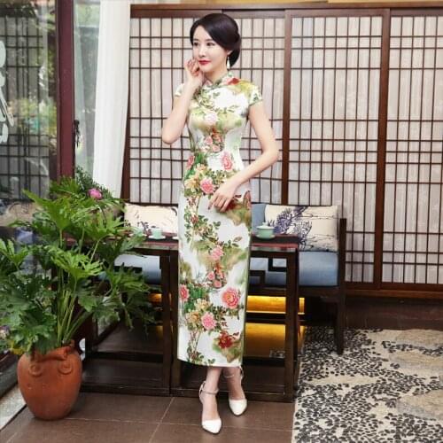 New National Style Chinese Cheongsam Fashion Improved Retro Long Qipao Dress Costume Traditional Chinese Women Long Dresses