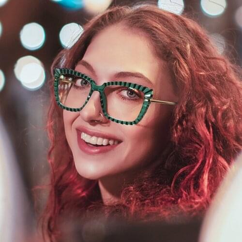 2021 New TR90 Fashion Square Computer Anti-blue Glasses Frame Women Vintage Optical Transparent Eyeglasses Female Spectacles