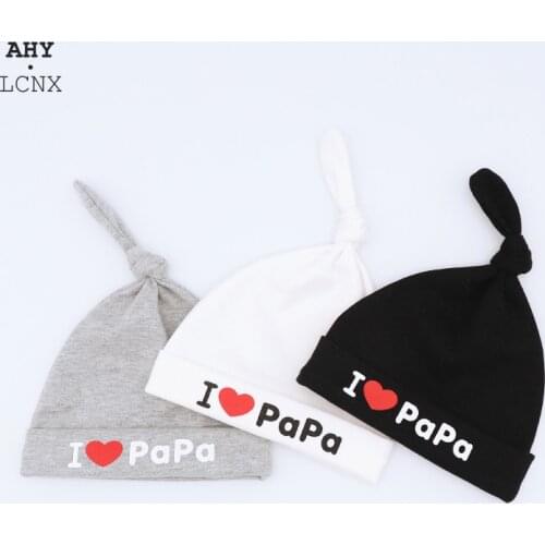 Autumn Spring Baby Hat I Love Papa Mama Printed Kids Children Knitted Hats Cotton Newborn bonnet babies For Girls Boys Caps