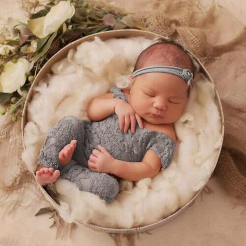0-1Month Newborn Photography Props Baby Hat Headband Lace Romper Bodysuits Outfit Baby Girl Dress Costume Photography Clothing