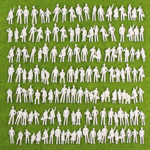 P75B 200pcs Model Railway 1:75 Scale WHITE Unpainted People Figures HO OO Scale Miniature