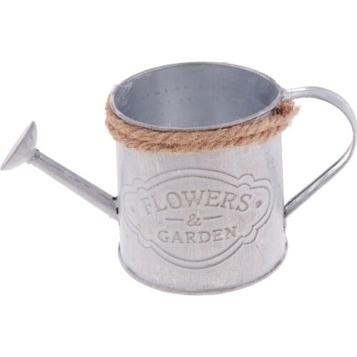 Watering Kettle Shaped Metal Flower Plant Bucket Pot Garden Decor