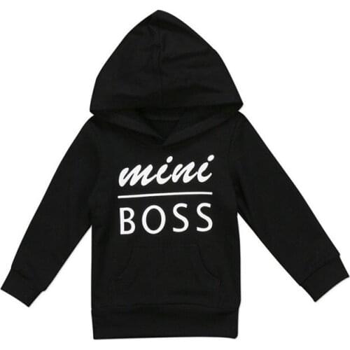 Casual Toddler Newborn Baby Boys Girls Hoodie Hooded Tops Sweatshirt White Black Letters Print Outdoor Clothes 0-5Y