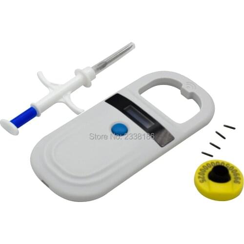 100pcs ISO11784 Pet Microchip Syringe Rfid chip implant Vet Injector Animal ID Dog Tag size 2.12X12mm+1 pcs WS150 pet reader