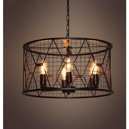 Modern black birdcage pendant lights iron minimalist retro light Scandinavian loft pyramid lamp metal cage with led bulb