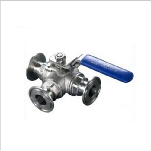 SS304 2" Sanitary TriClamp "T" Type Ball Valve, 3 Way Clamped Ball Valve