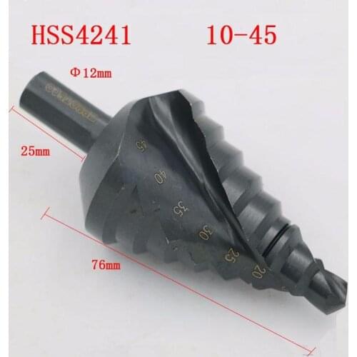 10-45 HSS 4241 Steel Step Cone Black Drill Bit Cut Tool Set Hole Cutter for soft metal