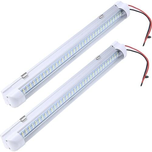 2pcs 12V 4.5W 72 LED Strip Light BAR Car Interior Cool White Lamp For Rucks Boats Caravans Trailer Truck Brackets Accessories
