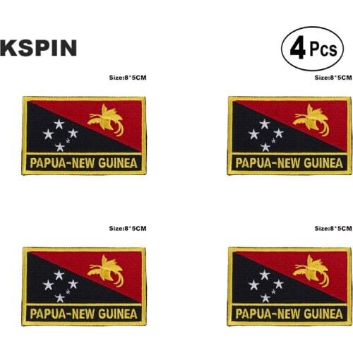 P.N.G. Rectangular Shape Flag Iron on Saw on Patches Embroidered Flag Patches National Flag Patches for Clothing DIY Decoration