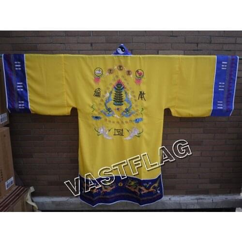 UNISEX yellow Taoism cassock robeTaoist embroidery suitsgarments martial arts uniform gowncostume