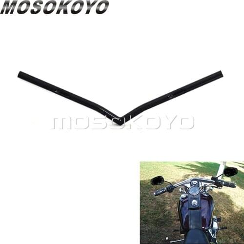 V-Bar 1" Black Universal Handlebar 25mm Handle Bars for Honda Suzuki Kawasaki Cafe Racer Chopper Bobber