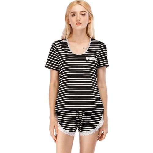 Spring / summer 2020 short sleeve shorts, lace side home clothes suit, casual sexy and comfortable home clothes