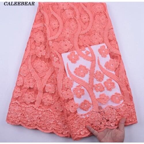 High Quality 2021 French Milk Silk Lace With Sequins Peach Color Nigerian Mesh Lace Fabric Embroidered African Lace Fabric S2104