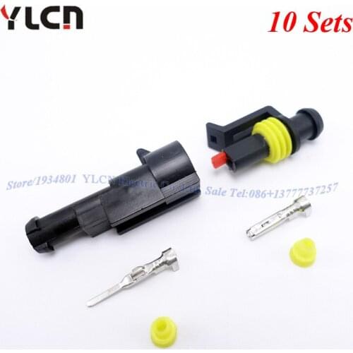 High Quality 10 Kits Waterproof Sealed 1 Pin Way Auto Connector For Car Boats ect Free Shipping