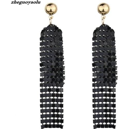 New Nightclub Sexy Goddess Exaggerated Temperament Color Sequins Tassel Long Earrings Womens Jewelry Earings Fashion Jewelry