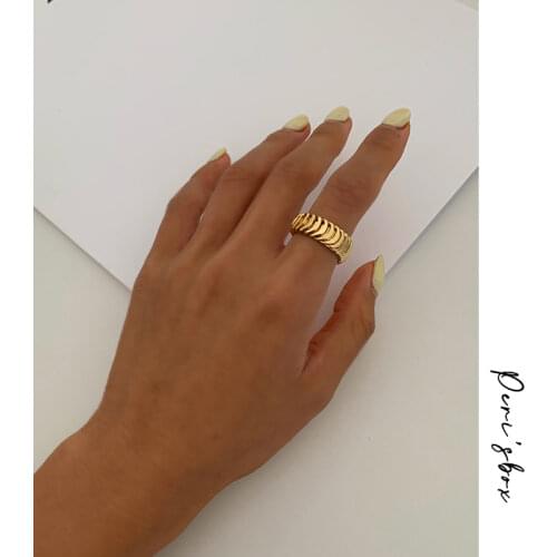 PerisBox Gold Silver Color Fishbone Chain Rings Multi Arrow Geometric Rings for Women Minimalist Jewelry Adjustable 2020 Hot