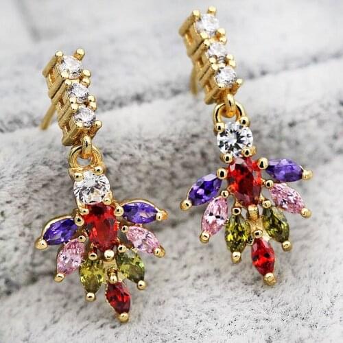 2019 Women Fashion Jewelry Stud Earrings Vintage Bohemian Long Earrings Color Mixed Stud Earrings Vocation Style OBS1387