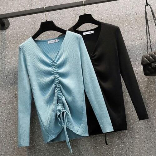 2021 spring autumn French sexy knit sweater women v-neck basic slim sweater for women top female knit top Plus size 4XL