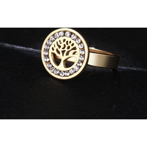 DOTIFI 316L Stainless Steel Rings For Women A Circle Cf Zircon Trees Engagement Wedding Ring Jewelry